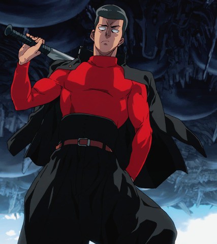 Metal Bat is a young man with pompadour-style black hair, black eyes that accentuate his temper. Metal Bat wearing black baggy pants and a black school uniform shirt, inside was a long-sleeved red sweater. The Iron-Kun Chick is very strong, capable of dealing with many Demon-class monsters even after being poisoned in the middle of the battle. He also confronted Dragon-class monsters, managing to make Elder Centipede significantly painful with his change. He can also solo with Garou in a duel, despite being severely injured earlier by consecutive battles against powerful enemies. Not afraid of heaven, not afraid of land, but our superhero is very afraid ... sister.